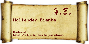 Hollender Bianka névjegykártya